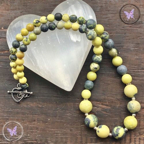 Yellow Turquoise Healing Necklace with Silver Toggle Clasp